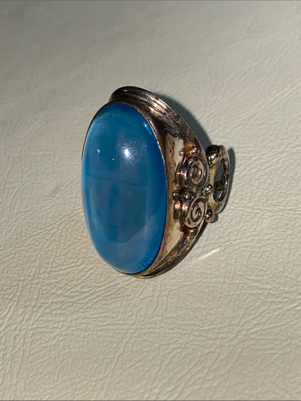 Sajen 925 Sterling Silver Blue Cabochon Statement Ring